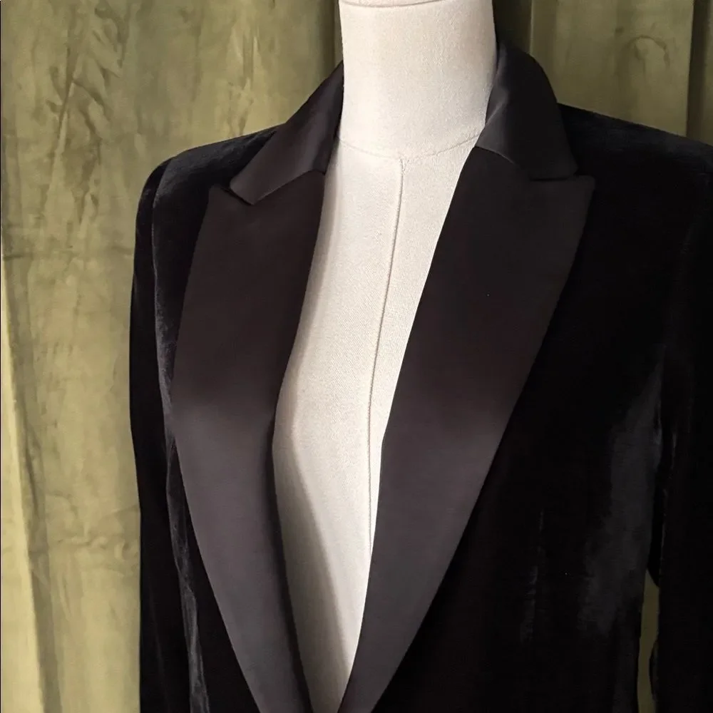 NWT Mango Elegant Black Velvet Blazer, S
